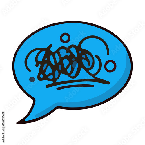 Blue Speech Bubble with Scribble Icon