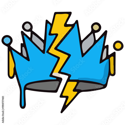 Broken Crown with Lightning Bolt Icon