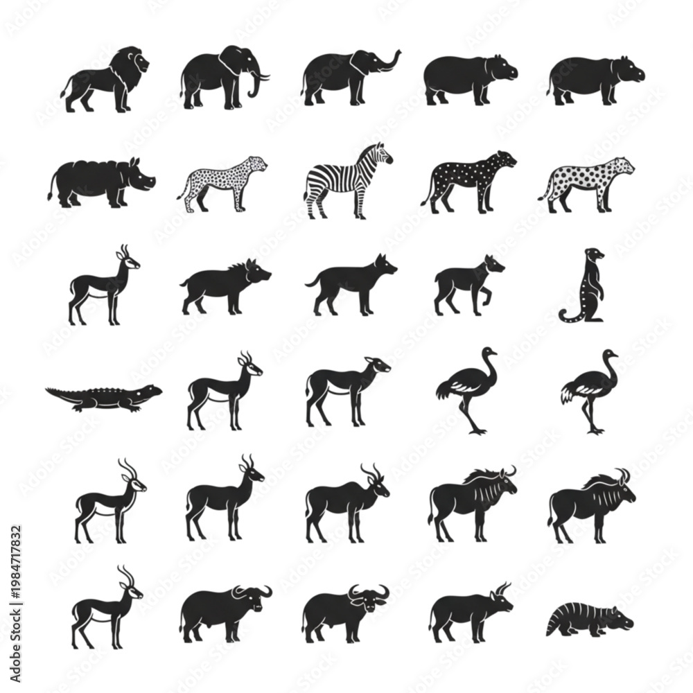 Fototapeta premium Tiger Silhouette with Stripes on White Background animal.