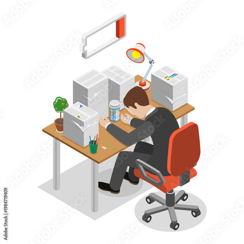 3D Isometric Flat Vector Illustration of Emergency Psychiatry, Psychological Problems. Item 3