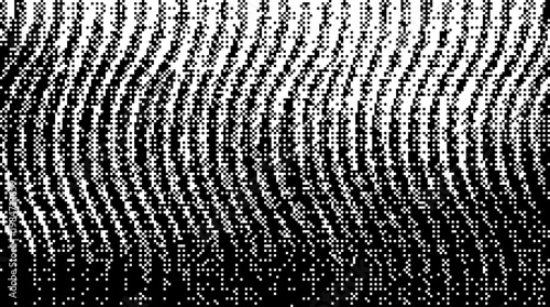 A grayscale image with a figure and geometric shapes in the background dither background