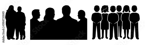 Collaboration team icon set with solid black symbol on white background featuring teamwork, partnership, unity with people icons and connectivity