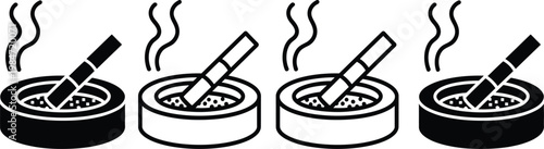 Illustration of cigarettes being extinguished in ashtrays sequentially