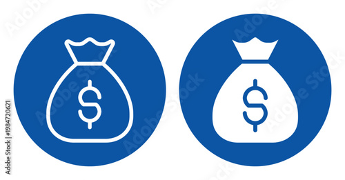 Icons of Money Bags Representing Wealth and Savings in Simple Design