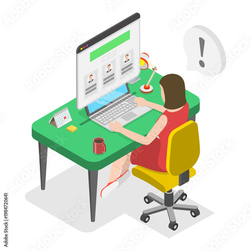 3D Isometric Flat Vector Illustration of Job Interview, Recruitment Agency, HR as Human Resources. Item 2
