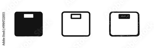 Weight scale icons for bathroom or fitness tracking in three styles
