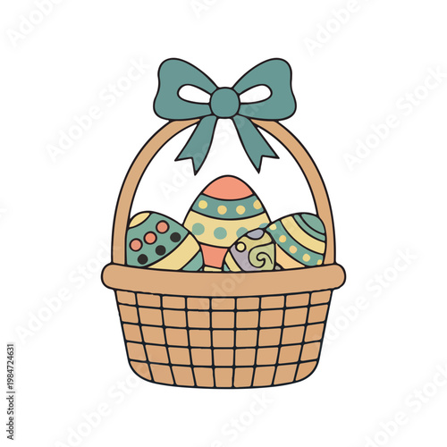 Easter Basket with Decorated Eggs