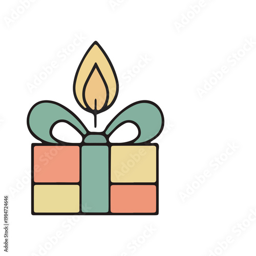 Minimalist Gift Box Candle Icon