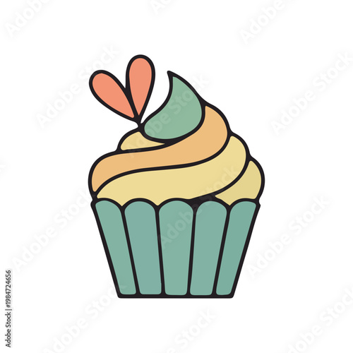 Cute Hand Drawn Cupcake Illustration