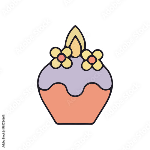 Cute Cartoon Cupcake Illustration