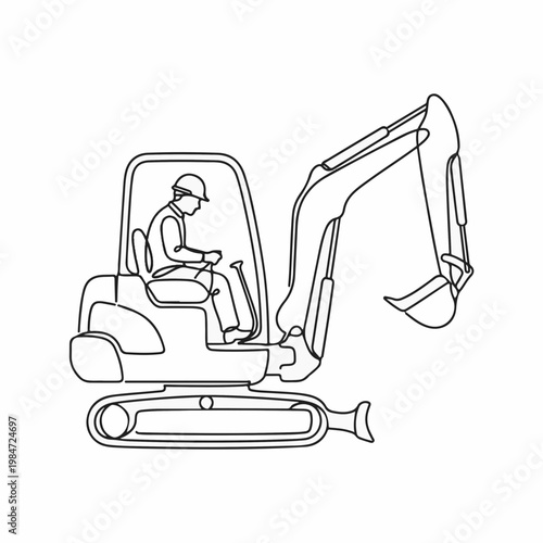 An excavator is operated by construction worker