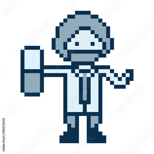 Cartoon cute doctor or scientist in uniform with medical,8 bit,hospital,lab.