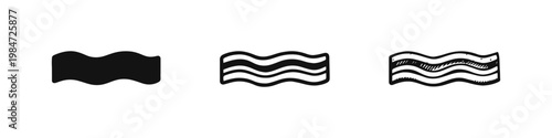 Crispy Bacon Strips Illustration Set in Three Styles