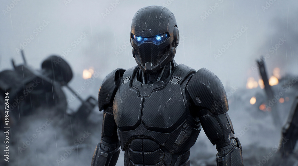 Naklejka premium futuristic humanoid robot soldier