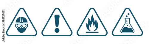 Biohazard warning icon set radiation skull and crossbones flammable chemical hazard high voltage explosive exclamation mark safety symbols collection vector