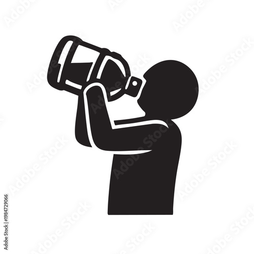 Person Drinking Water from a Large Gallon Bottle for Hydration