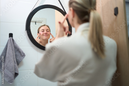 Soft Morning Smile During Skincare Routine