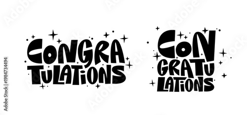 Congratulations funny lettering banner bundle set congrats phrase designed for greeting cards