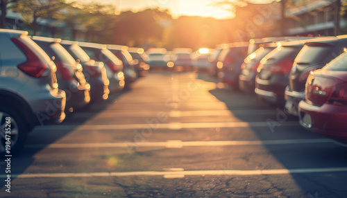 cars on parking with blur background with empty space