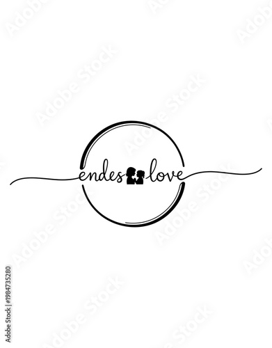 Handwritten logo design combining the words endearment and love with a heart symbol

