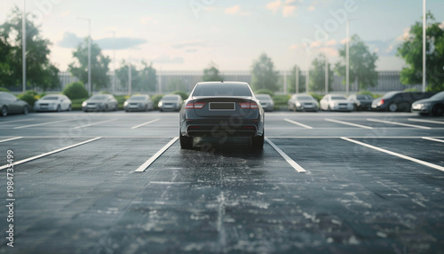 cars on parking with blur background with empty space