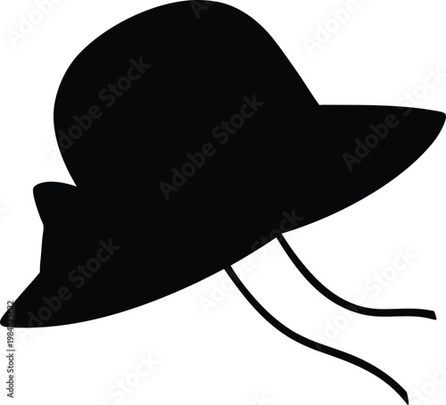 Black silhouette of a bowler hat with chin strap