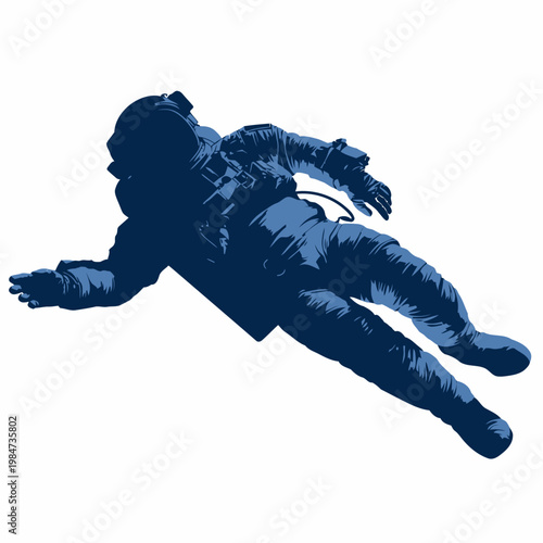 An astronaut floats in space wearing a suit.