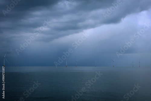 Wind turbine site, Atlantic Ocean shore near Liverpool, Great Britain