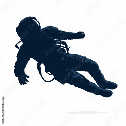 Astronaut floats in space with helmet and suit on