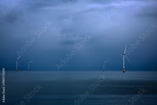 Wind turbine site, Atlantic Ocean shore near Liverpool, Great Britain