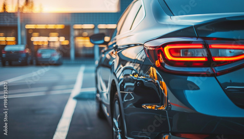 cars on parking with blur background with empty space