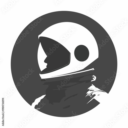 Astronaut wearing helmet looks ahead in space suit on planet surface