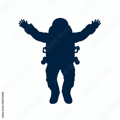 Astronaut Floating in Space with Open Arms and Helmet