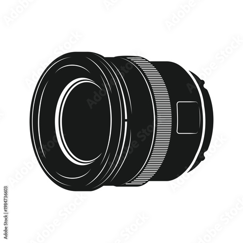 Camera lens silhouette, photography and optical equipment concept