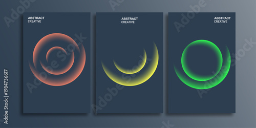 Futuristic cover templates vibrant gradient round shapes glossy spheres for graphic design