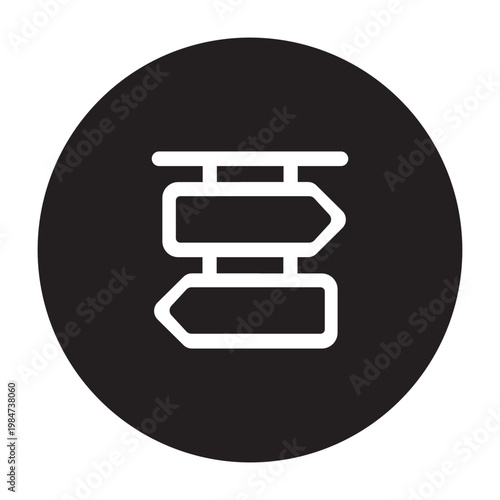 Vector of Directional SignBoard Icon_Circle Line Icon