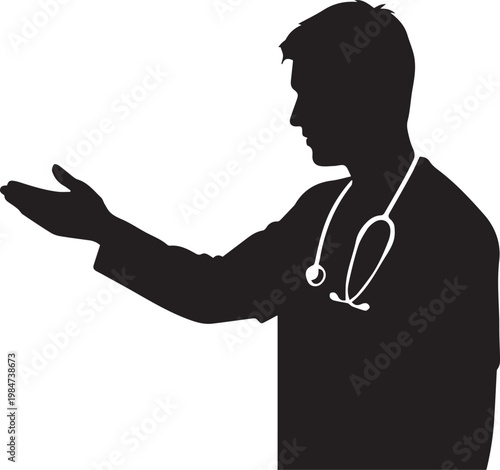 Silhouette of a doctor with stethoscope