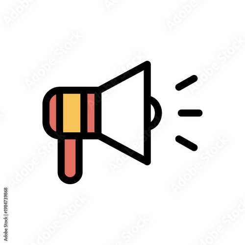 シンプル販促・案内アイコンシリーズ – 告知メガホンアイコン（カラー・線あり・フライヤー・チラシ用）