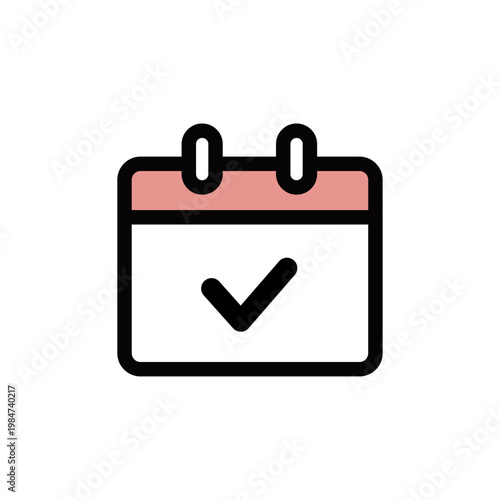 シンプル販促・案内アイコンシリーズ – 予約確定カレンダーアイコン（カラー・線あり・フライヤー・チラシ用）