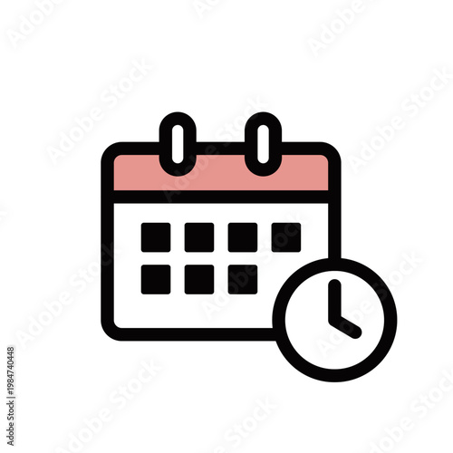 シンプル販促・案内アイコンシリーズ – 予約・期限・期日アイコン（カラー・線あり・フライヤー・チラシ用）