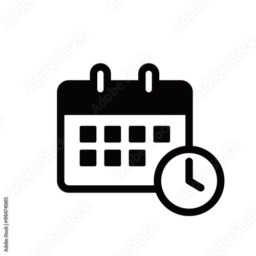 シンプル販促・案内アイコンシリーズ – 予約・期限・期日ーアイコン（モノクロ・フライヤー・チラシ用）