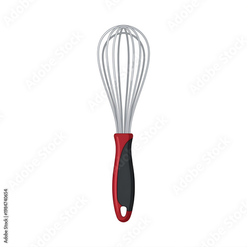 Stainless Steel Whisk With Red And Black Handle