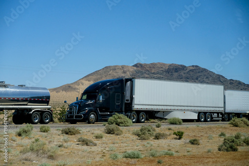 Semi Truck on Highway, Trucking, transpiration concept, USA	