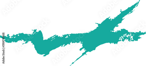 Teal brush stroke splat on white background, turquoise ink smudge banner, abstract hand drawn paint texture element