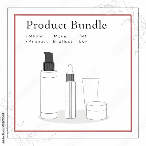 Skincare product bundle mockup with elegant design anti aging skincare products cosmetics collection packaging illustration template wellness moisturizer treatment container cosmetic