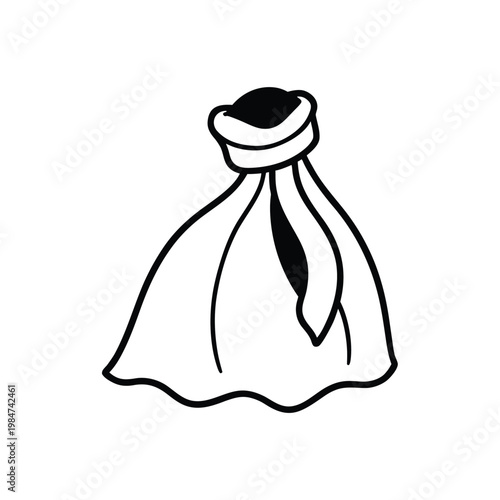 Cuadro en lienzo Hand-drawn illustration of a fabric bag with a tied knot and flowing cloth