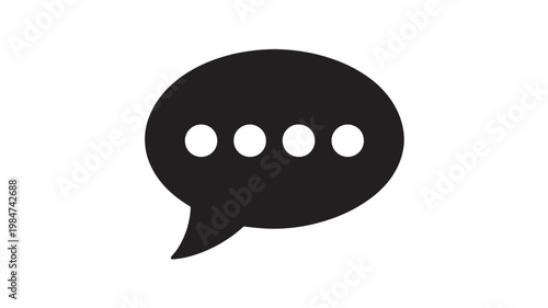 Speech Bubble Icon Chat Message Ellipsis Black Silhouette for Communication Conversation Concepts