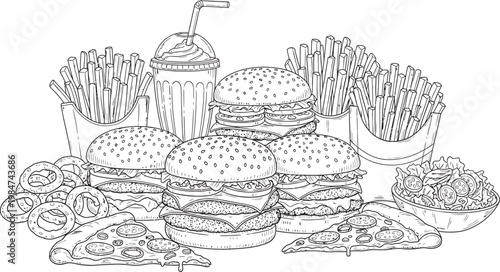 Intricate sketch of a pile of mushrooms a detailed botanical illustration in black and white