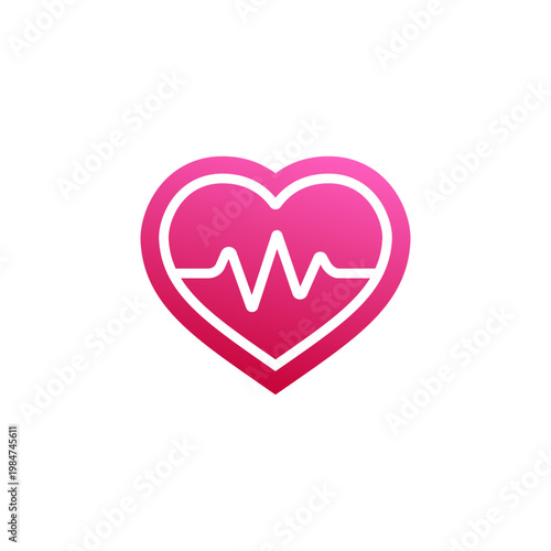 Minimal heartbeat line art icon logo inside a heart-shaped medical healthcare graphic asset 