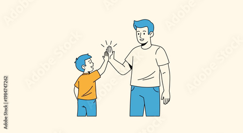 Father and son high-fiving in a moment of shared joy.
